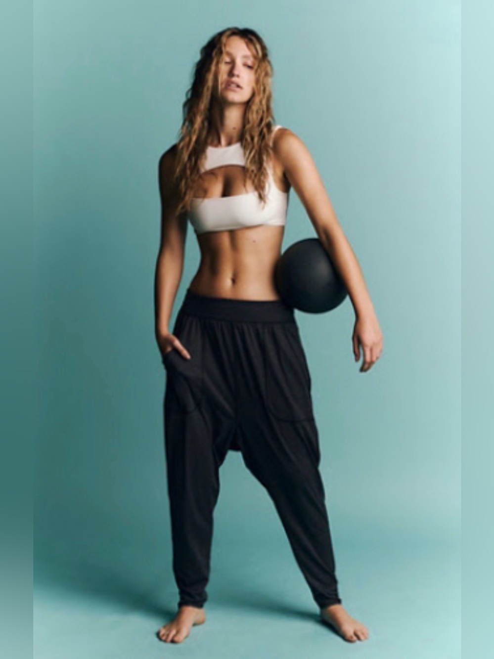 Free People movement Diya Harem Joggers- washed black; S